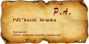Pákozdi Aranka névjegykártya